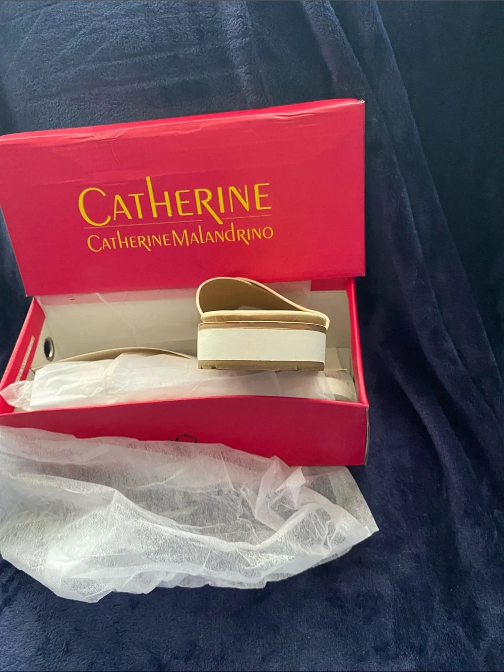 Catherine Malandrino Metallic Gold Crisscross Slide Sandal